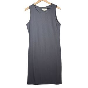 Norton McNaughton Charcoal Gray Sleeveless Sheath Career Midi Dress Women Size M